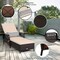 Brown Rattan Steel Patio Lounge Chair with Adjustable Backrest